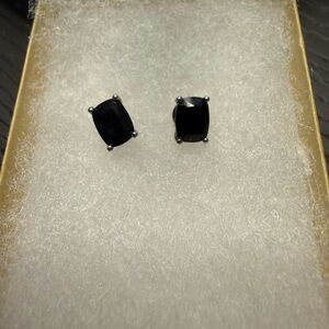 Black Spinel Sterling Silver Cushion-Cut Stud Earrings